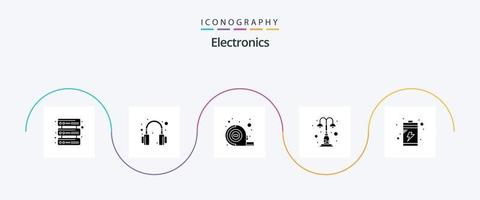 elektronica glyph 5 icoon pak inclusief . aanval. hulpmiddel. accu. park vector