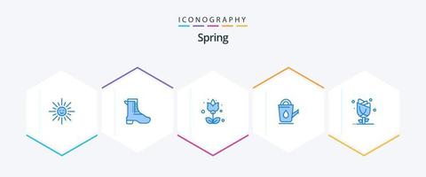 voorjaar 25 blauw icoon pak inclusief bloemen. water. bloem. douche. bad vector