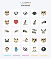 creatief menselijk 25 lijn gevulde icoon pak zo net zo hand. menselijk hart. gezicht. hart vorm geven aan. gezicht vector