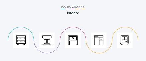 interieur lijn 5 icoon pak inclusief kantoor. meubilair. tafel. bureau. interieur vector