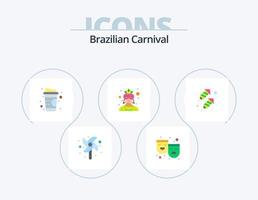 braziliaans carnaval vlak icoon pak 5 icoon ontwerp. . feest. lijn. raket. karakter vector