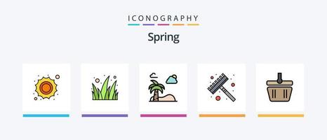 voorjaar lijn gevulde 5 icoon pak inclusief bloemen. natuur. cactus. appel boom. boom. creatief pictogrammen ontwerp vector