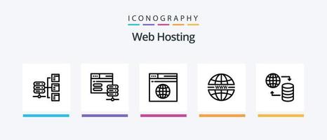 web hosting lijn 5 icoon pak inclusief server. internetten. hosten. server. wolk. creatief pictogrammen ontwerp vector