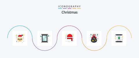 Kerstmis vlak 5 icoon pak inclusief uitnodiging. kaart. de kerstman. vakantie. Kerstmis vector