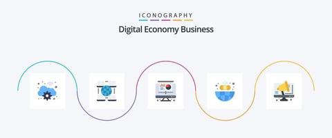 digitaal economie bedrijf vlak 5 icoon pak inclusief computer. conferentie. projector. bedrijf. globaal vector