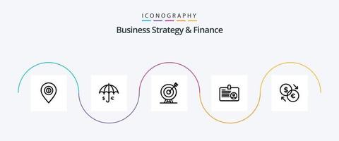 bedrijf strategie en financiën lijn 5 icoon pak inclusief doel. prestatie . paraplu . pijl . vector