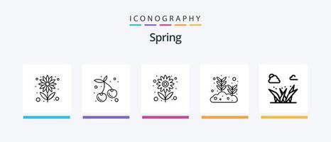 voorjaar lijn 5 icoon pak inclusief . heg. park. schutting. de lente. creatief pictogrammen ontwerp vector