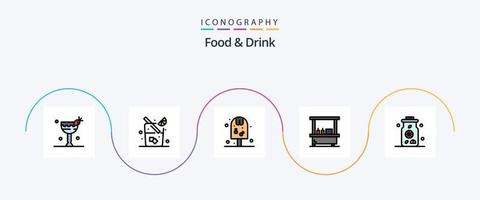 voedsel en drinken lijn gevulde vlak 5 icoon pak inclusief stellage. voedsel. drankje. voedsel vector