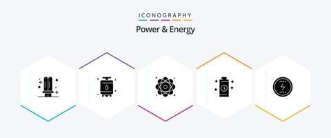 macht en energie 25 glyph icoon pak inclusief energie. accu. stroom. stroom. molecuul vector