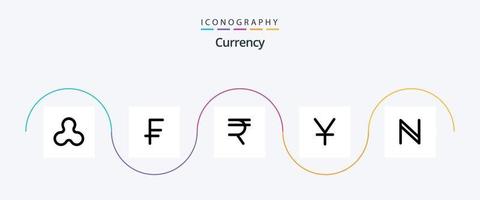 valuta lijn 5 icoon pak inclusief . munten . dollar. yuan . financiën vector