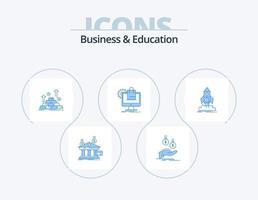 bedrijf en onderwijs blauw icoon pak 5 icoon ontwerp. e-commerce. winkelen. betaling. groei. contant geld vector