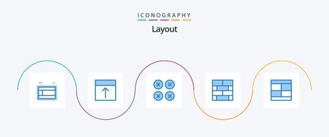 lay-out blauw 5 icoon pak inclusief indeling. bakstenen indeling. indeling. ux. lay-out vector