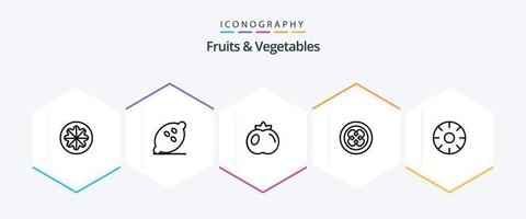 fruit en groenten 25 lijn icoon pak inclusief vegetarisch. voedsel. vruchten. fajita. fruit vector