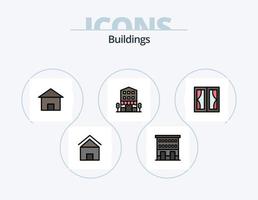 gebouwen lijn gevulde icoon pak 5 icoon ontwerp. meubilair. gebouwen. historisch gebouw. hut. huis vector