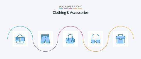 kleding en accessoires blauw 5 icoon pak inclusief . portefeuille. tas. bedrijf. visie vector