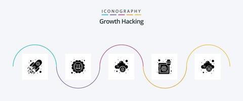 hacken glyph 5 icoon pak inclusief op slot doen. hacker. instellingen. borg. internet vector