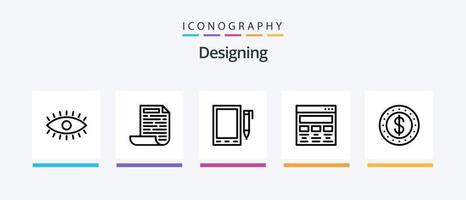 ontwerpen lijn 5 icoon pak inclusief open. venster. mobiel. ontwerp. ogen. creatief pictogrammen ontwerp vector