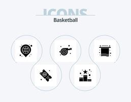 basketbal glyph icoon pak 5 icoon ontwerp. interieur. fluit. mand. sport. sport vector