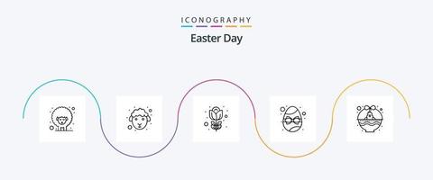 Pasen lijn 5 icoon pak inclusief kar. ei. Pasen. geschenk. verjaardag vector
