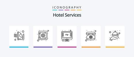 hotel Diensten lijn 5 icoon pak inclusief kussens. droom. kamer. reizen. bagage. creatief pictogrammen ontwerp vector