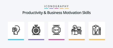 produktiviteit en bedrijf motivatie vaardigheden lijn 5 icoon pak inclusief problemen. dagelijks. media. verstand. meditatie. creatief pictogrammen ontwerp vector