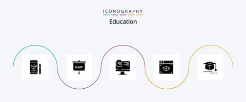 onderwijs glyph 5 icoon pak inclusief kap. onderwijs. school. kap. online vector