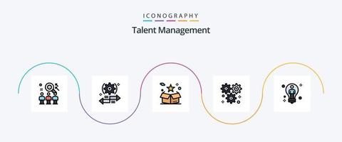 talent beheer lijn gevulde vlak 5 icoon pak inclusief instelling. tandwiel. links. levering. ster vector