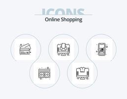 online boodschappen doen lijn icoon pak 5 icoon ontwerp. contant geld. nieuwsbrief. nieuws. deur vector