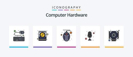 computer hardware lijn gevulde 5 icoon pak inclusief projector. beamer. kabel. hdmi. kabel. creatief pictogrammen ontwerp vector