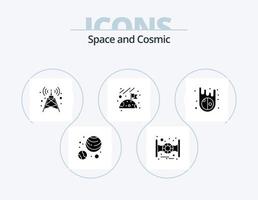 ruimte glyph icoon pak 5 icoon ontwerp. . . toren. meteoor. asteroïden vector