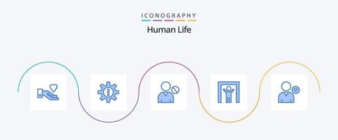 menselijk blauw 5 icoon pak inclusief hart. veiligheid. avatar. scanner. gebruiker vector