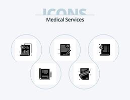 medisch Diensten glyph icoon pak 5 icoon ontwerp. medisch. document. bar. geschiedenis. het dossier vector
