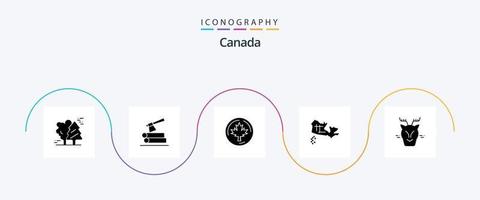 Canada glyph 5 icoon pak inclusief arctisch. plaats. hout. kaart. esdoorn- vector