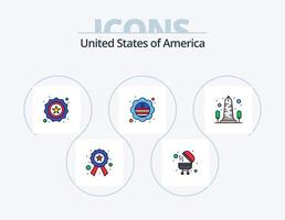 Verenigde Staten van Amerika lijn gevulde icoon pak 5 icoon ontwerp. barbecueën. voedsel. gerechtigheid. teken. Politie vector