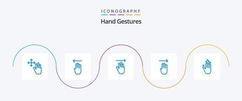 hand- gebaren blauw 5 icoon pak inclusief hand. Rechtsaf. hand. gebaar. vinger vector