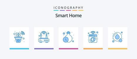 slim huis blauw 5 icoon pak inclusief water. recyclen. slim. machine stampen. huis. creatief pictogrammen ontwerp vector