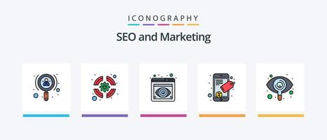 seo lijn gevulde 5 icoon pak inclusief seo. biologisch. aansluiten. succes. beker. creatief pictogrammen ontwerp vector