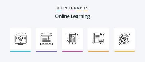 online aan het leren lijn 5 icoon pak inclusief boek. idee. boek. e-leren. scherm. creatief pictogrammen ontwerp vector