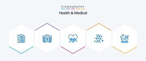 Gezondheid en medisch 25 blauw icoon pak inclusief . medisch. verslaan. kruiden. medisch vector