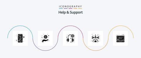 helpen en ondersteuning glyph 5 icoon pak inclusief steun. laptop. Diensten. helpen. onderhoud vector