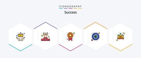 sucess 25 gevulde lijn icoon pak inclusief kroon. versnelling. beoordeling. tandrad. gecontroleerd vector