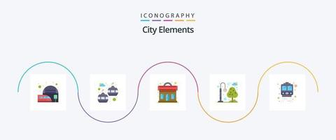 stad elementen vlak 5 icoon pak inclusief vervoer. het spoor. muziek. recreatie. stad vector