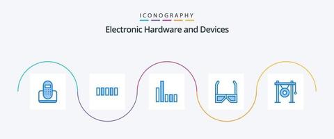 apparaten blauw 5 icoon pak inclusief geluid. instrument. amusement. gong. kijk maar vector