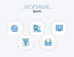 sport- blauw icoon pak 5 icoon ontwerp. drankje. starbucks. Sportschool. koffie. sport vector