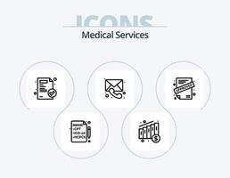 medisch Diensten lijn icoon pak 5 icoon ontwerp. . ziekenhuis. rapport. dollar. geld vector