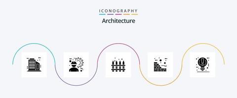 architectuur glyph 5 icoon pak inclusief licht. lamp. tuin. muur. bakstenen vector