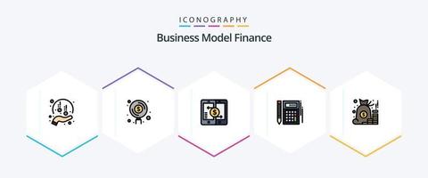 financiën 25 gevulde lijn icoon pak inclusief berekening. begroting. investering. smartphone. betalingen vector