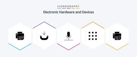 apparaten 25 glyph icoon pak inclusief computers. nummers. geluid. wijzerplaat. Vermelding vector