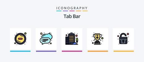 tab bar lijn gevulde 5 icoon pak inclusief . uploaden. trofee. omhoog. navigatie. creatief pictogrammen ontwerp vector