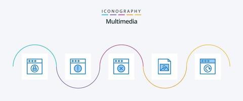 multimedia blauw 5 icoon pak inclusief . Mac. herladen. app vector